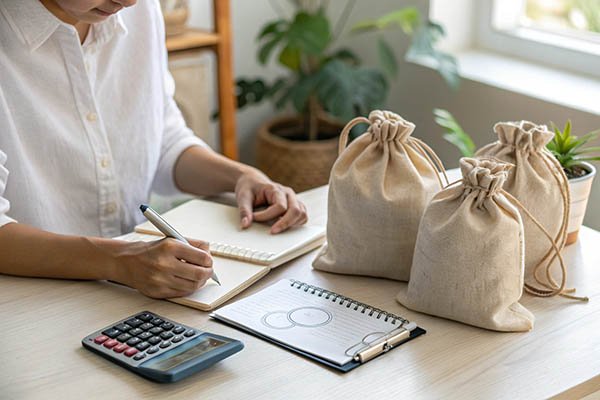 calculator and money on desk