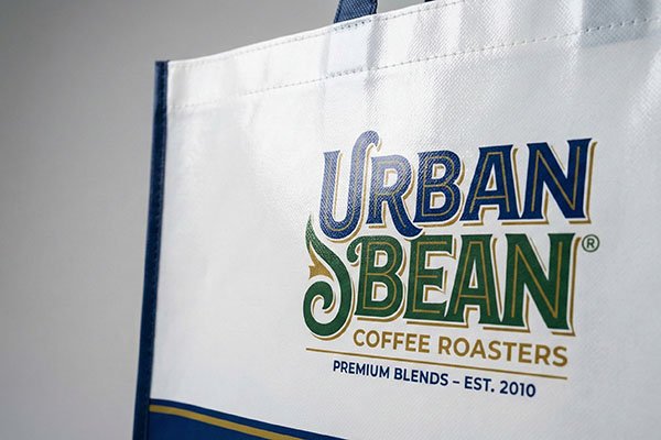 Close up of high quality laminated printing on a bag