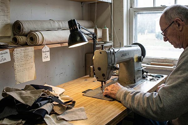 Sewing machine in a small workshop