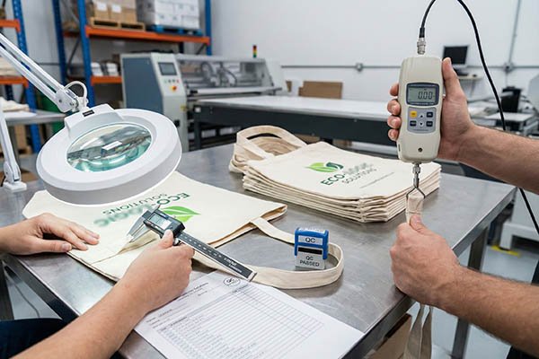 quality control inspection in bag factory