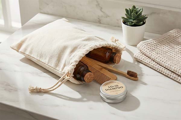 Cosmetic bag size guide for travel bottles