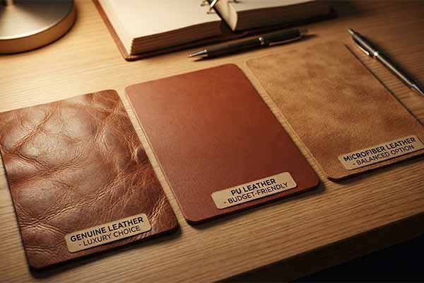 Genuine, PU, and Microfiber leather samples