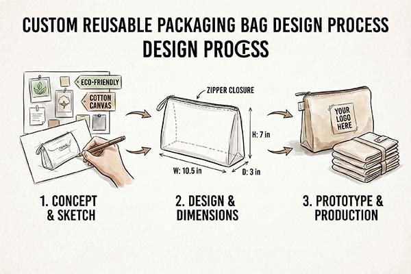 Custom packaging design process sketch