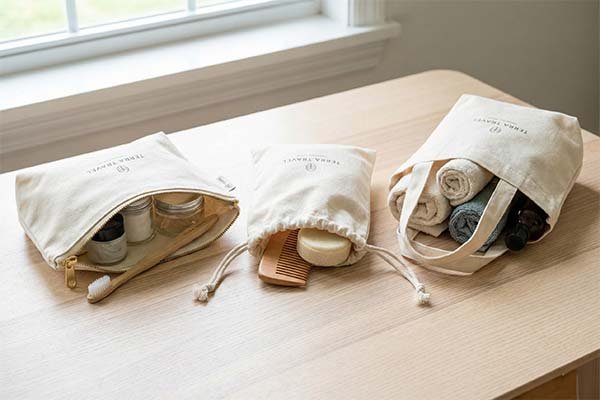 Canvas zipper pouch vs drawstring bag comparison