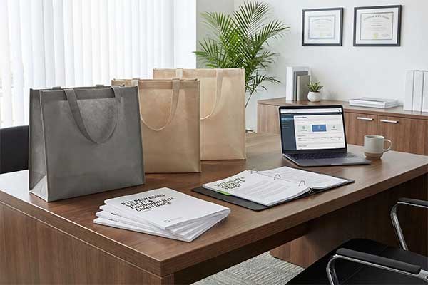 Government policy document and eco bag