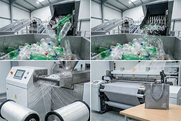 Process of plastic bottles turning into fabric