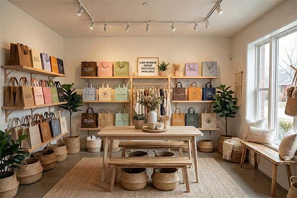 Small boutique retail bag with logo