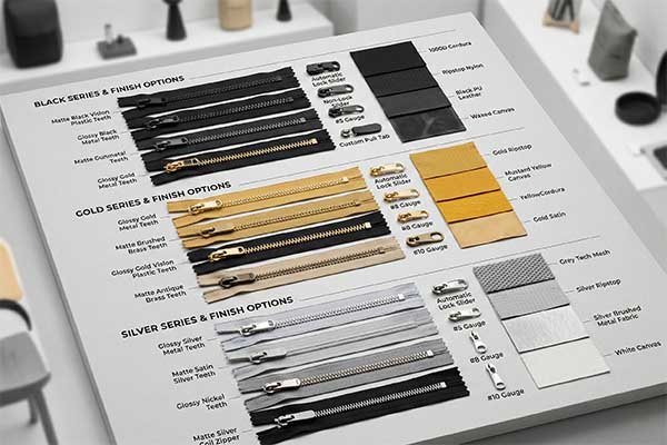 zipper color and finish design