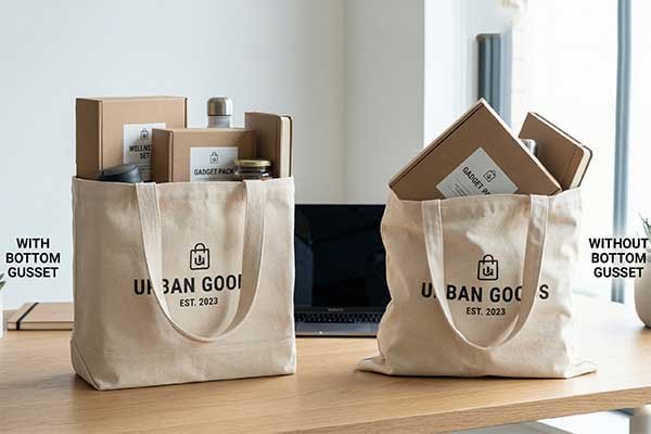 measuring a tote bag