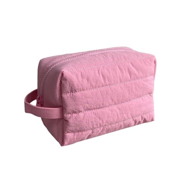 Custom Horizontal Quilted Toiletry Bag with Chunky Zipper