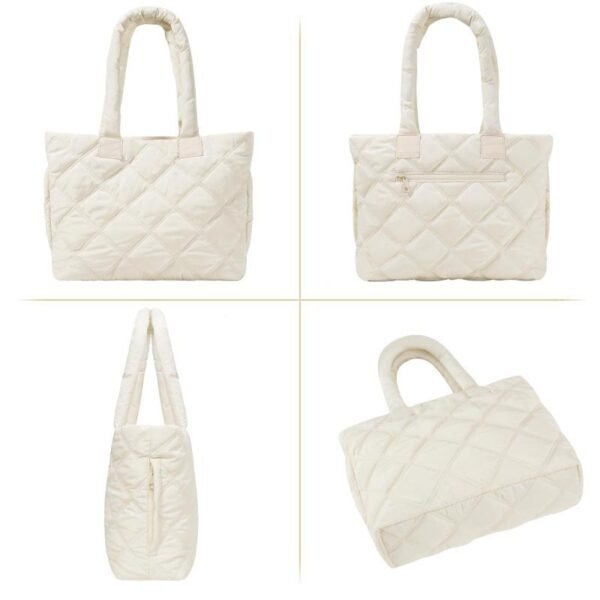Custom Diamond Quilted Puffy Tote Bag - 이미지 4