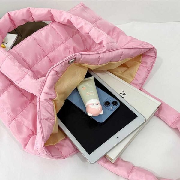 Custom Medium Quilted Puffer Tote Bag - 이미지 2