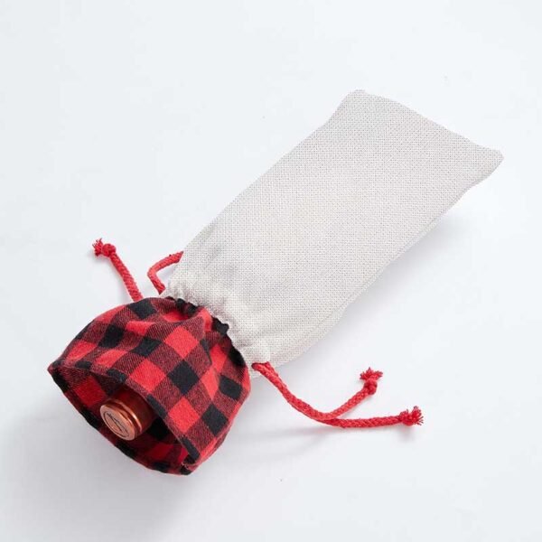 Holiday Plaid Drawstring Wine Gift Bag Wholesale — изображение 2