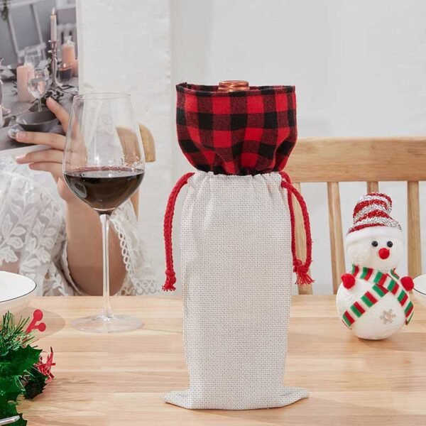 Holiday Plaid Drawstring Wine Gift Bag Wholesale — изображение 3