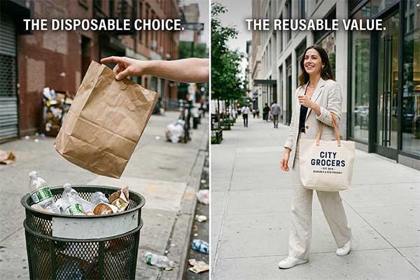 person carrying branded bag