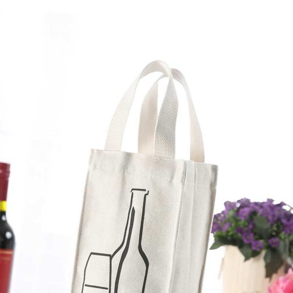 Printed Canvas Wine Tote with Webbing Handles Wholesale - Image 4
