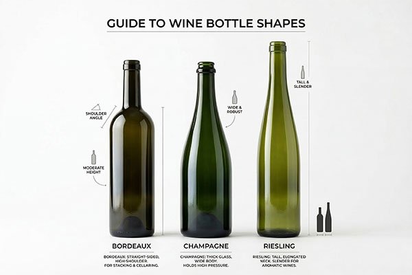 Different wine bottle shapes and sizes