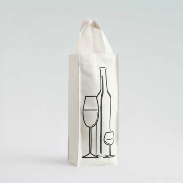 Printed Canvas Wine Tote with Webbing Handles Wholesale - Image 3