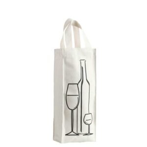 Printed Canvas Wine Tote with Webbing Handles Wholesale