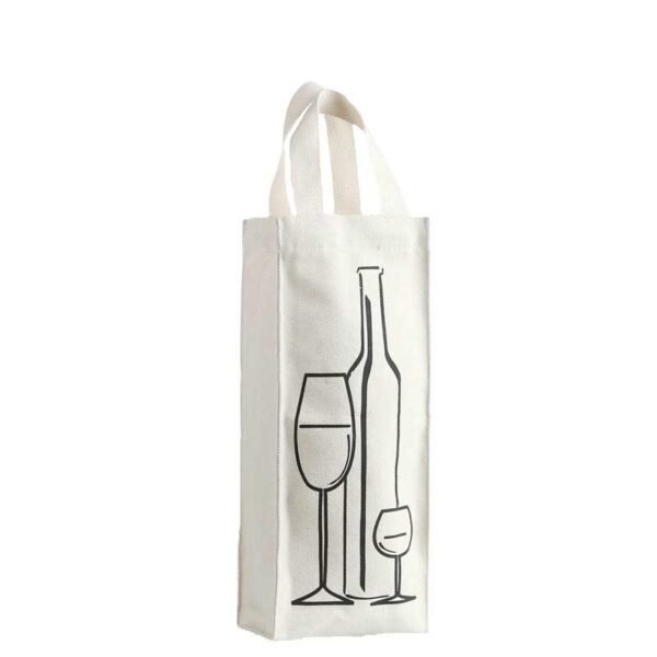 Printed Canvas Wine Tote with Webbing Handles Wholesale