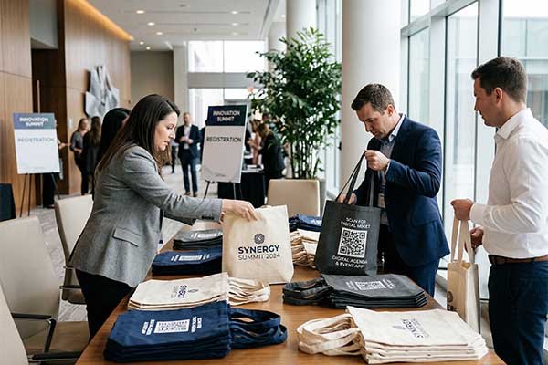 Custom corporate event tote bags