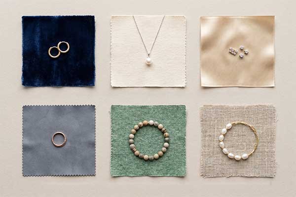 Different fabric swatches for custom jewelry pouches
