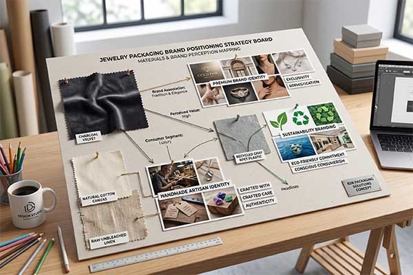 Jewelry packaging and pouch brand positioning strategy board