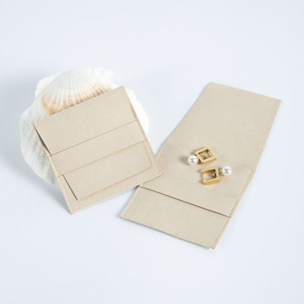 Wholesale Beige Microfiber Jewelry Pouches