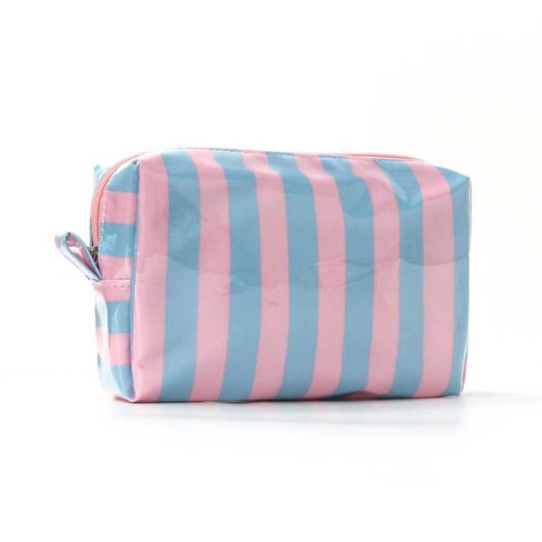 Wholesale Striped Glossy PVC Cosmetic Bags