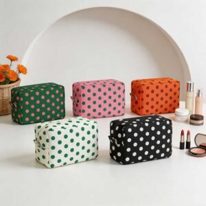 Wholesale Custom Polka Dot Oxford Cloth Makeup Bags