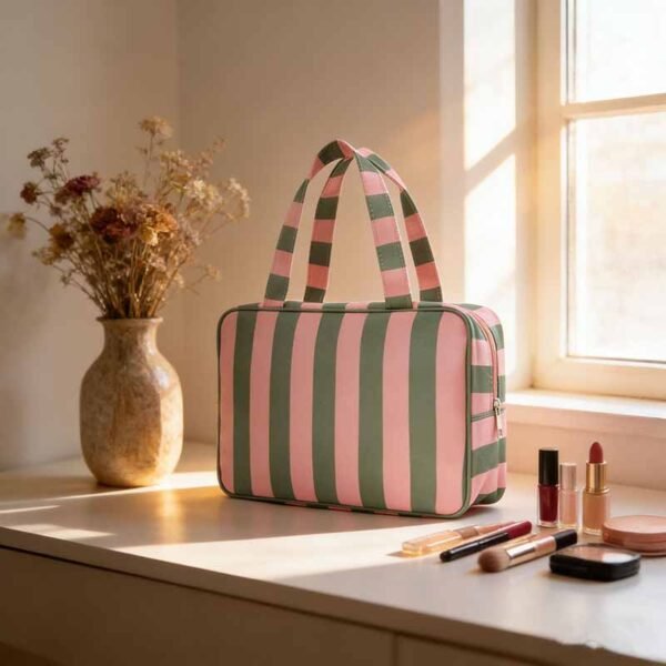 Wholesale Striped Oxford Fabric Custom Travel Toiletry Tote - Billede 4