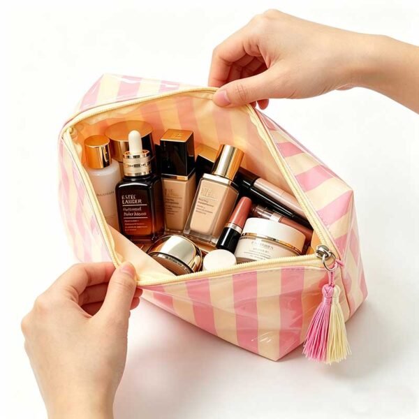 Wholesale Custom Striped PVC Waterproof Cosmetic Bags - 画像 (3)