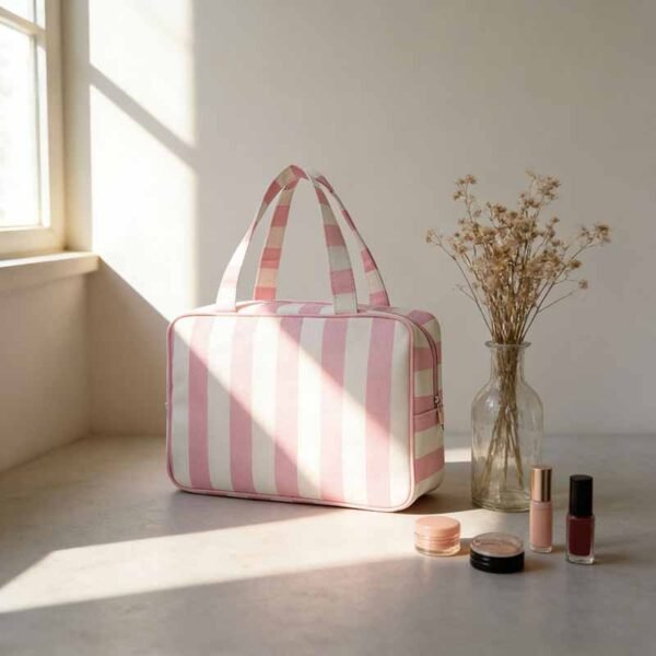 Wholesale Striped Oxford Fabric Custom Travel Toiletry Tote - Billede 3