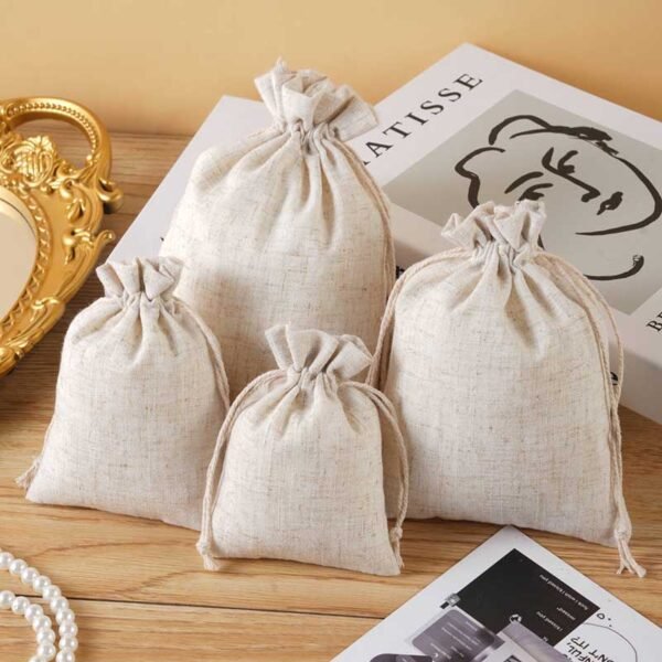 Wholesale Custom Linen Drawstring Jewelry Pouches