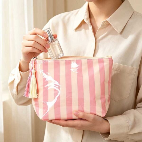 Wholesale Custom Striped PVC Waterproof Cosmetic Bags - 画像 (4)