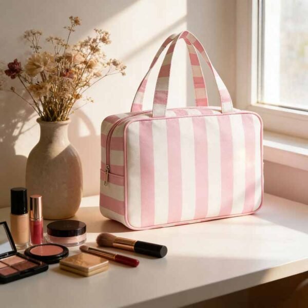 Wholesale Striped Oxford Fabric Custom Travel Toiletry Tote - Billede 2