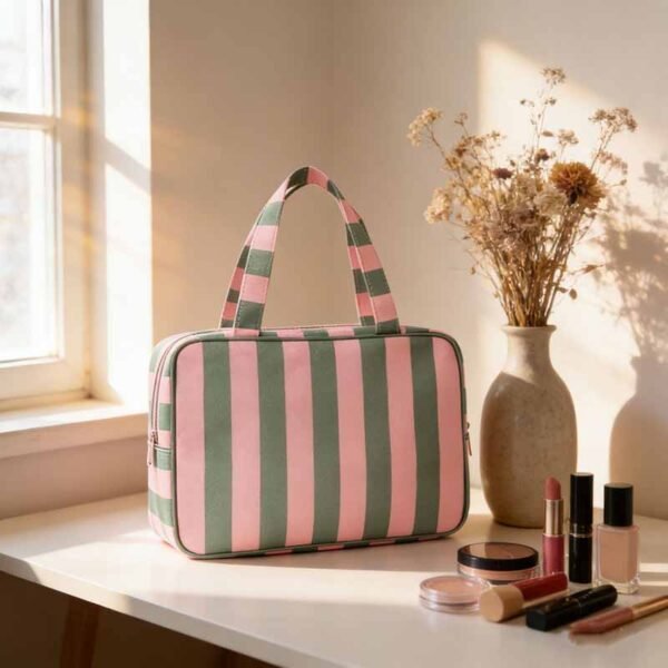 Wholesale Striped Oxford Fabric Custom Travel Toiletry Tote - Billede 5