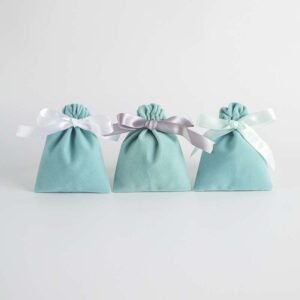 Premium Light Blue Microfiber Drawstring Jewelry Pouch