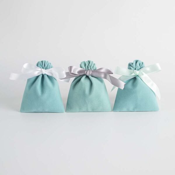 Premium Light Blue Microfiber Drawstring Jewelry Pouch