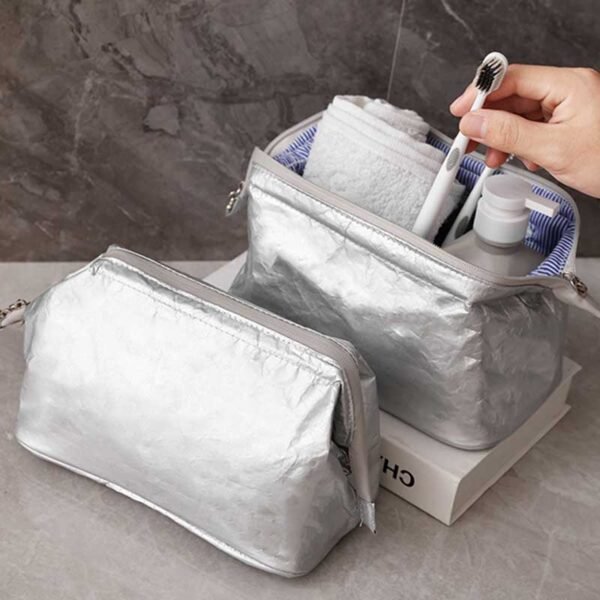 Wholesale Eco-Friendly Silver Tyvek Makeup Bag - 画像 (4)