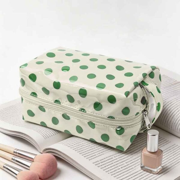 Wholesale Custom Polka Dot PVC Makeup Bags with Fabric Lining - Image 4