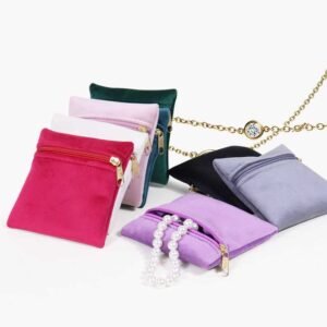 Wholesale Custom Velvet Zipper Jewelry Pouches