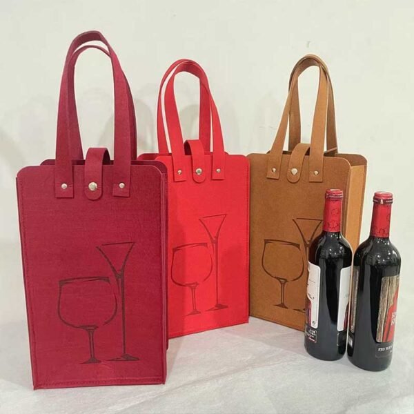 Wholesale Custom Reusable Felt Wine Tote Bags - Imagem 2