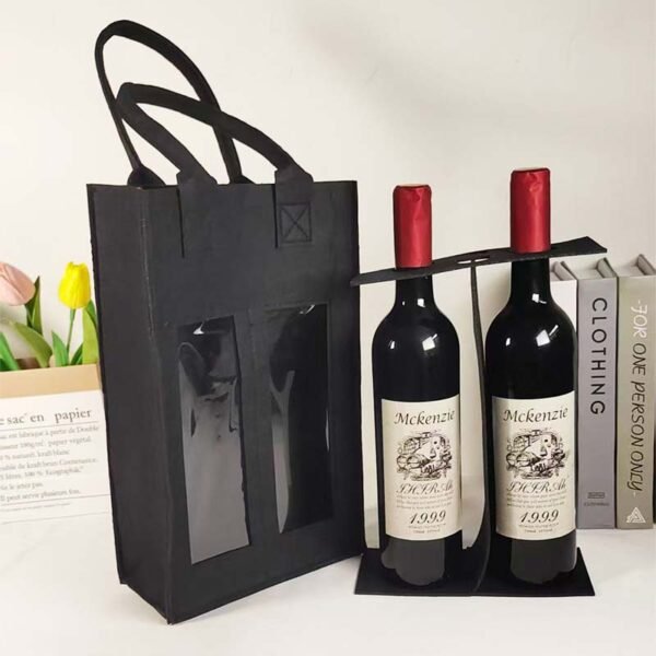 Custom Felt Wine Tote Bags with Window - 이미지 3
