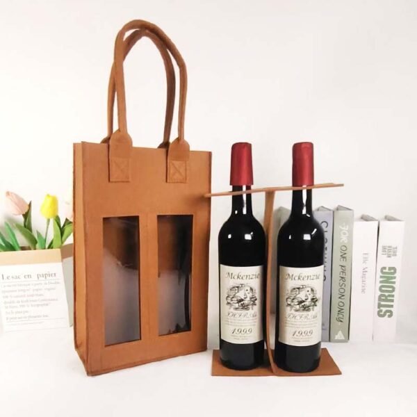 Custom Felt Wine Tote Bags with Window - 이미지 4