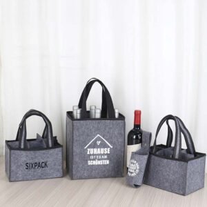 Wholesale Custom Premium Felt Wine Tote Bags