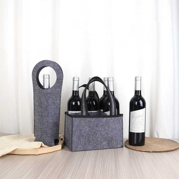 Wholesale Custom Premium Felt Wine Tote Bags - Imagem 2