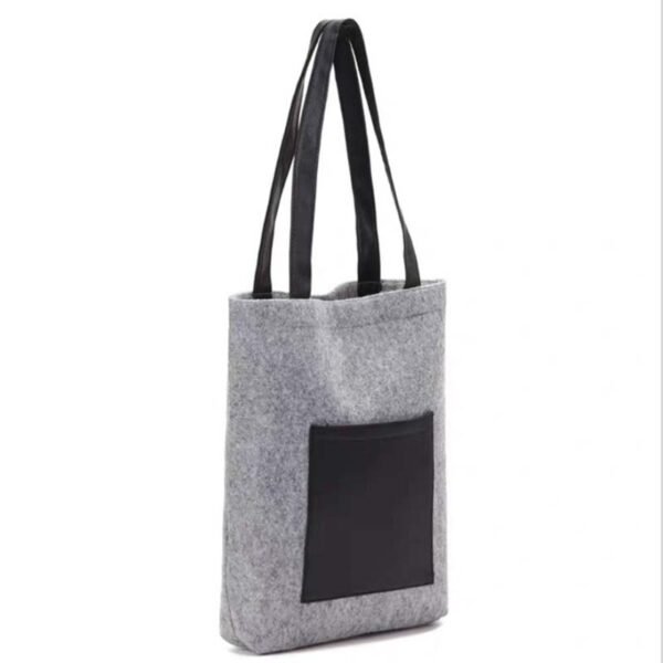 Wholesale Custom Grey Felt Tote Bags with Pocket - Imagen 3