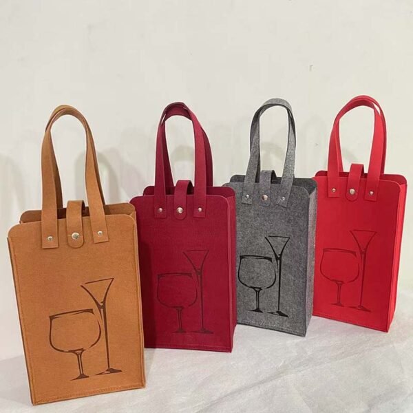 Wholesale Custom Reusable Felt Wine Tote Bags - Imagem 3