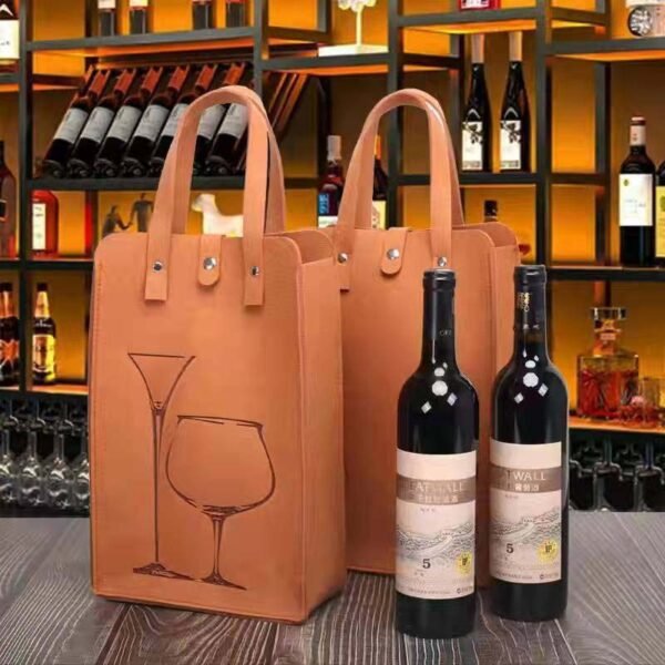 Wholesale Custom Reusable Felt Wine Tote Bags - Imagem 4